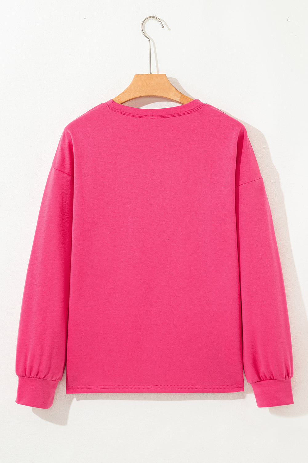 Strawberry Pink Floral Hemline Patchwork Casual Top
