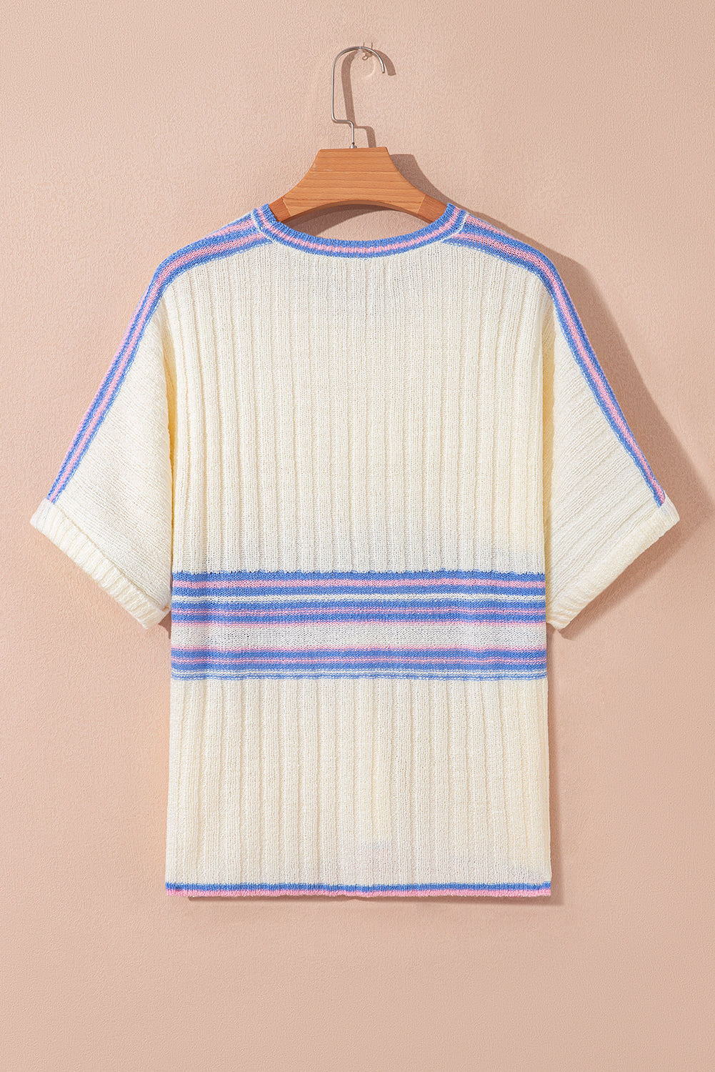V Neck Dolman Sleeve Rib Knit Oversized Sweater with Slits