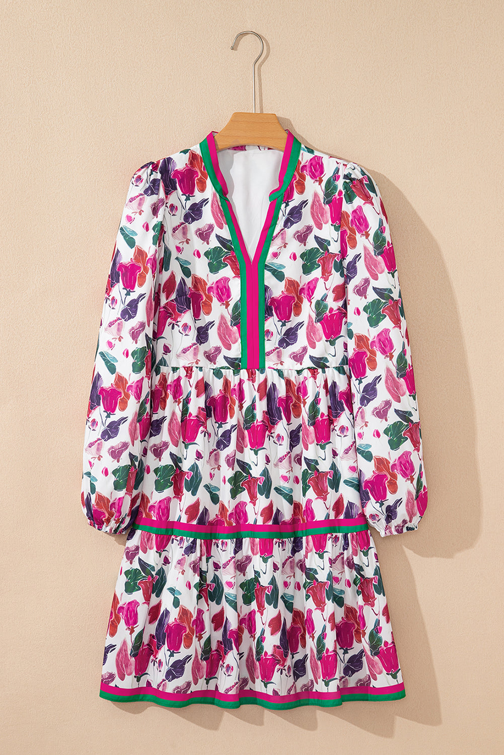 Street Style Floral Print Long Sleeve Mini Dress