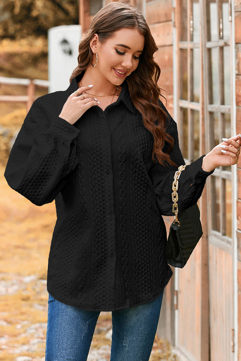 Cable Knit Oversized Shacket for Fall Layering
