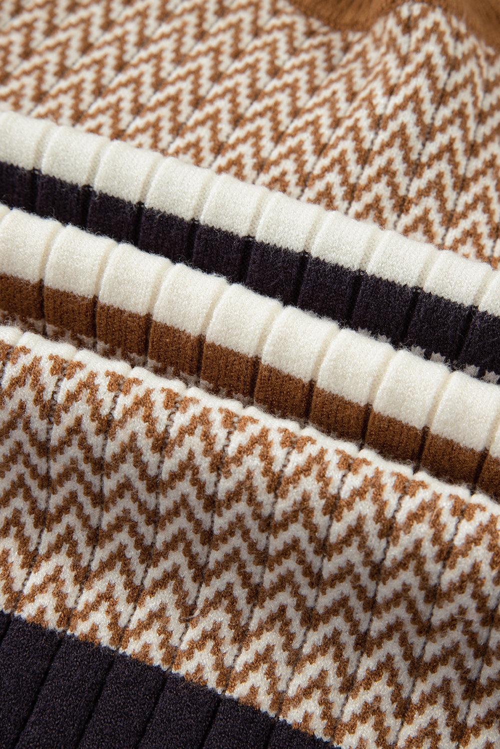 Stripe Stylish Pattern Knitted Ribbed Trim Slim Sweater