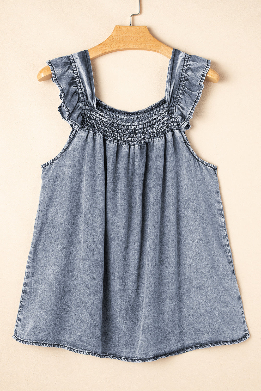 Ashleigh Blue Smocked Ruffle Sleeveless Tank Top