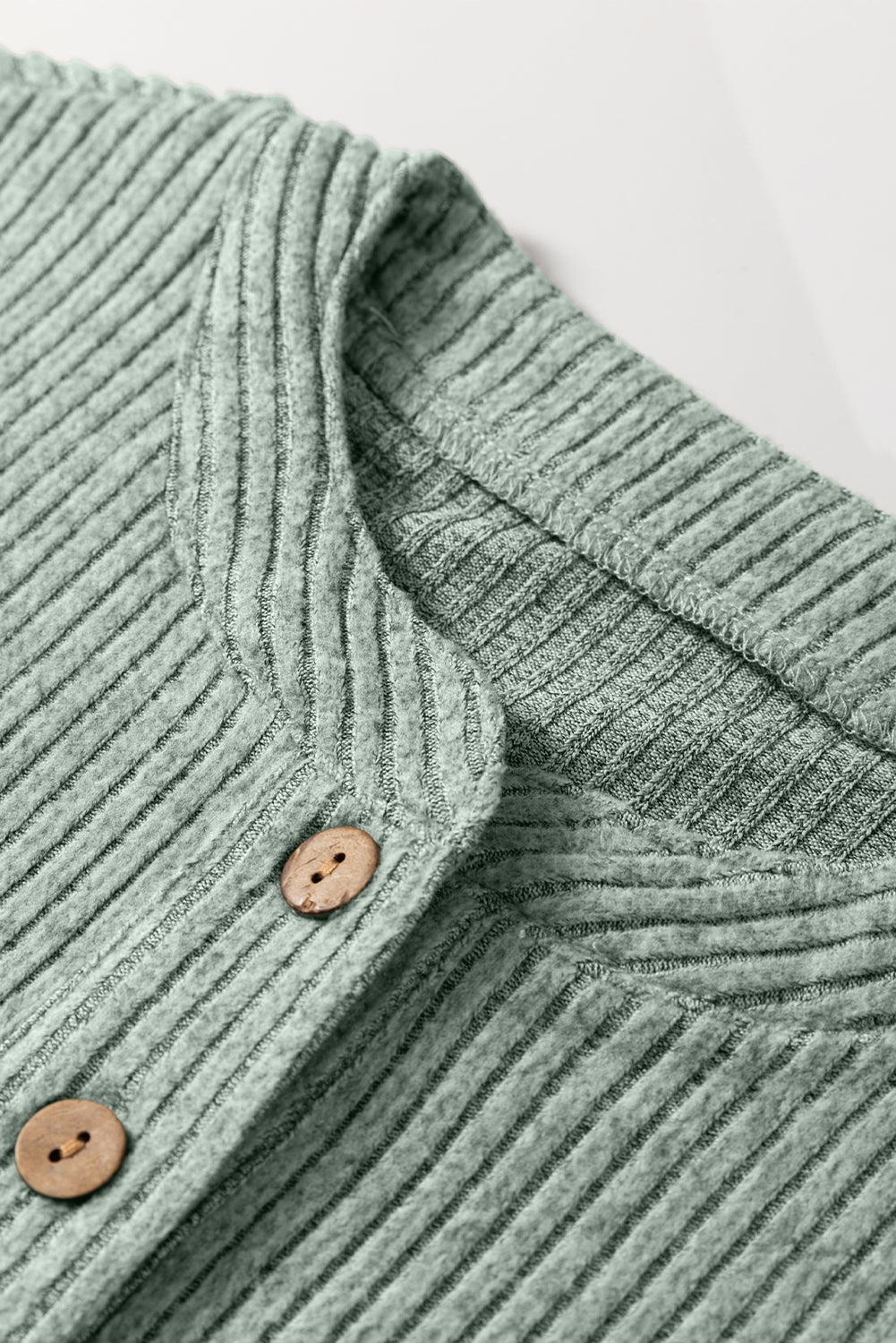 Simply Taupe Ribbed Texture Drop Shoulder Henley Knit Top
