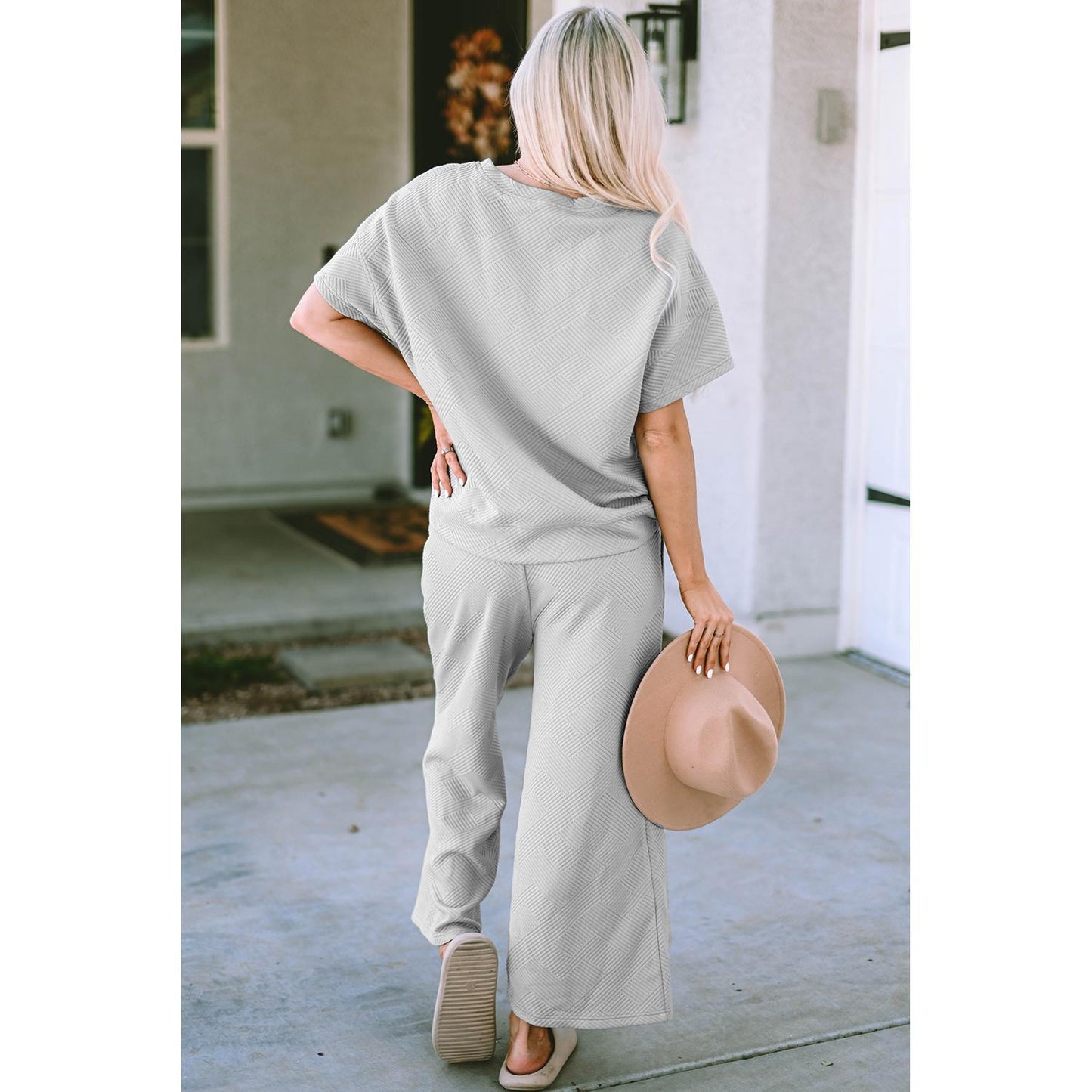 Solid Color Texture Casual Suit Thin Loose Covered Flesh Drawstring Sportswear Women