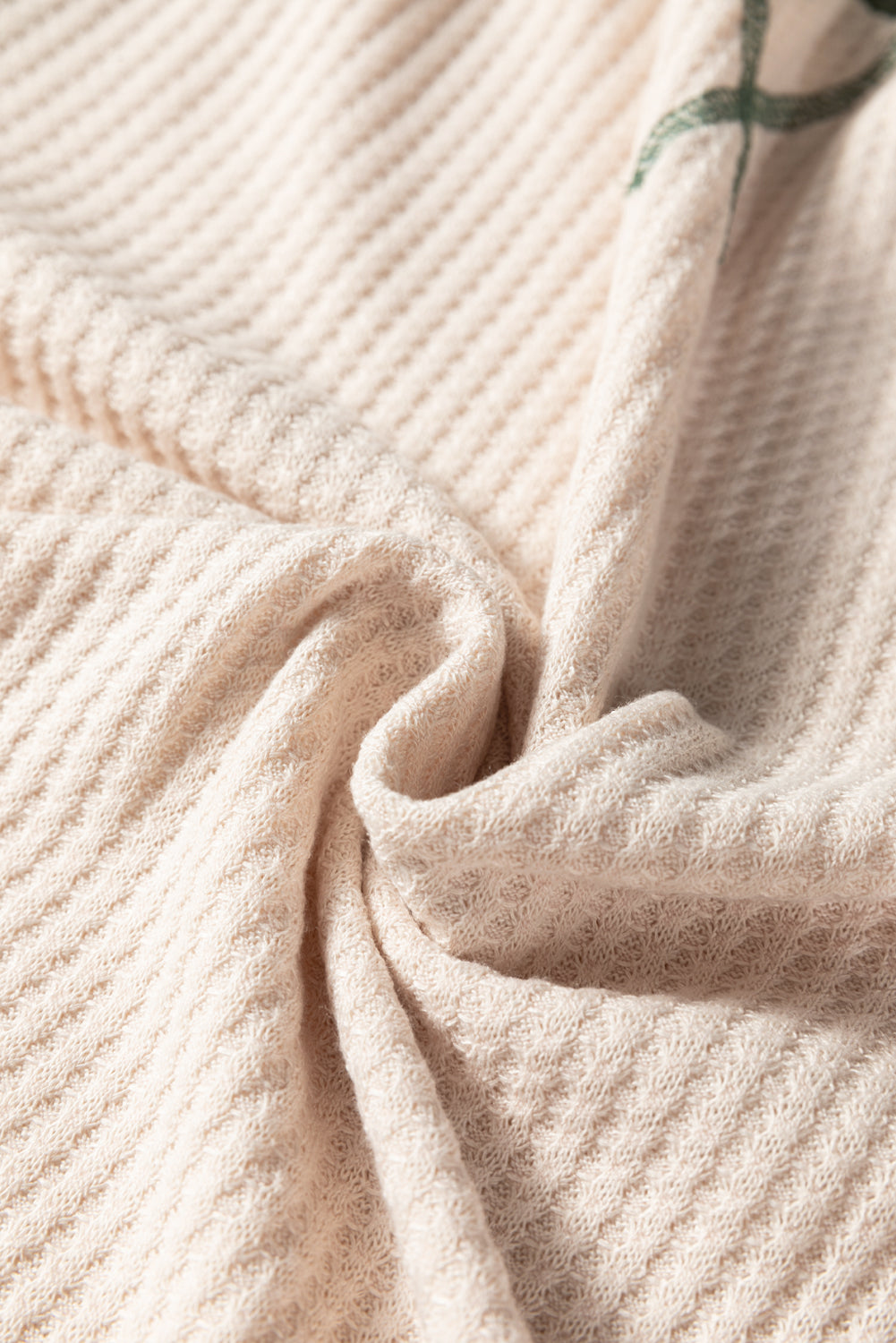 Waffle Knit Color Block Long Sleeve Top