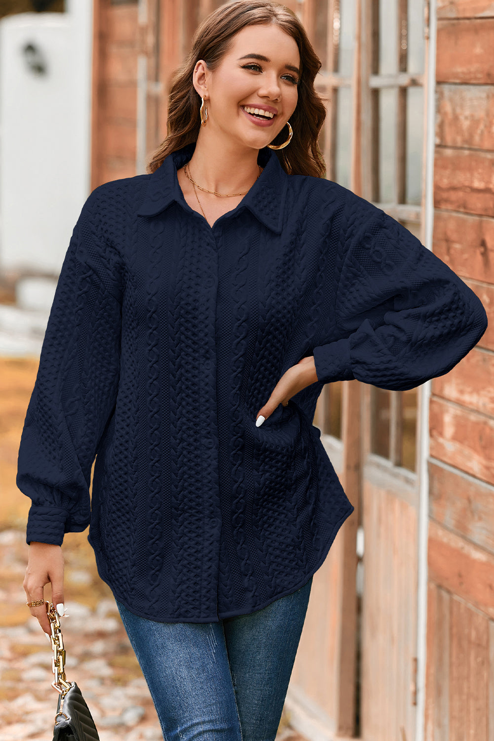 Cable Knit Oversized Shacket for Fall Layering