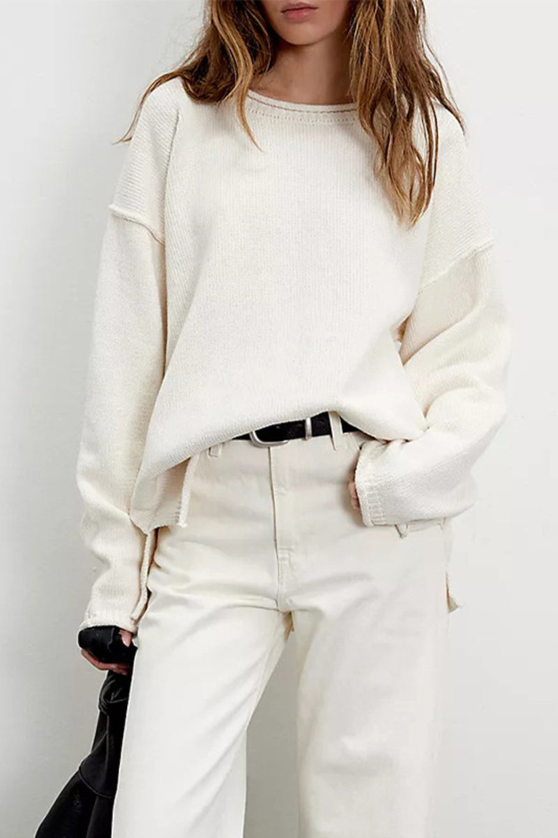 Oversized Knit Pullover Crewneck Sweater