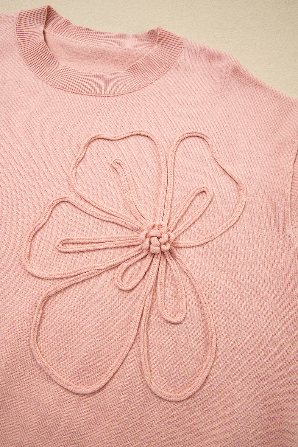 Blossom Big Flower Accent Bubble Sleeve Sweater