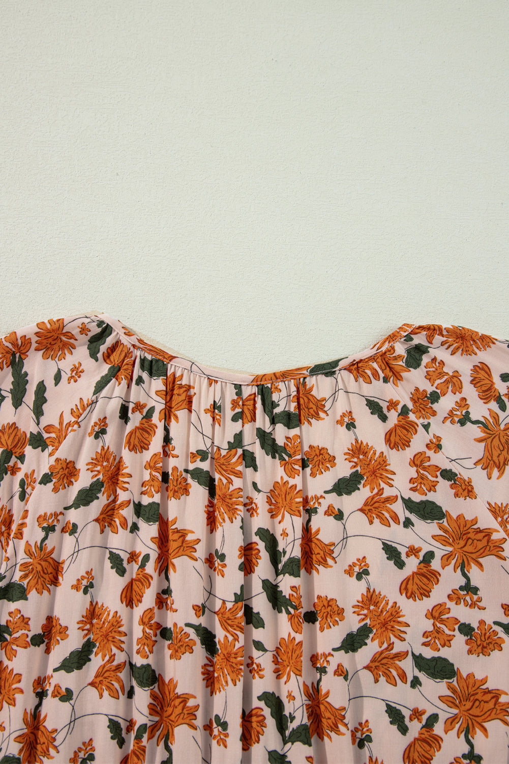 Floral V Neck Smocked Bust Bubble Sleeve Mini Dress