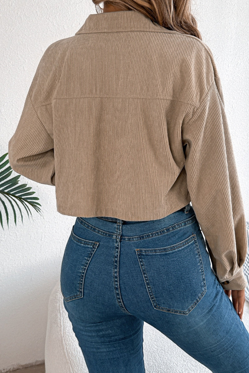 Corduroy Cropped Button Down Shacket | Casual Fall Jacket