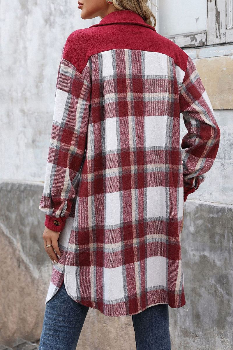 Cozy Warm Plaid Long Shacket Jacket for Women