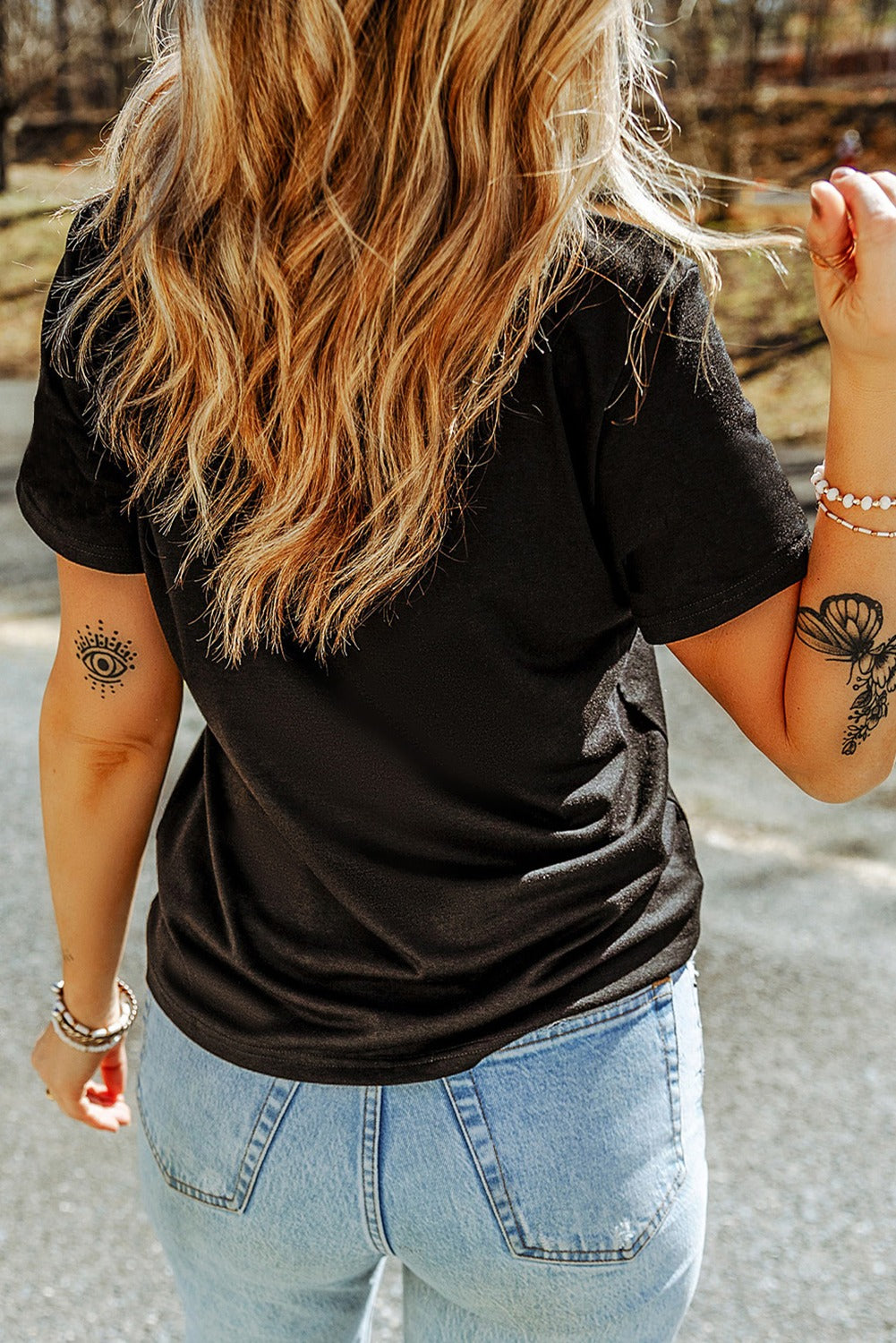 Black Sequin Basketball Patched T Shirt