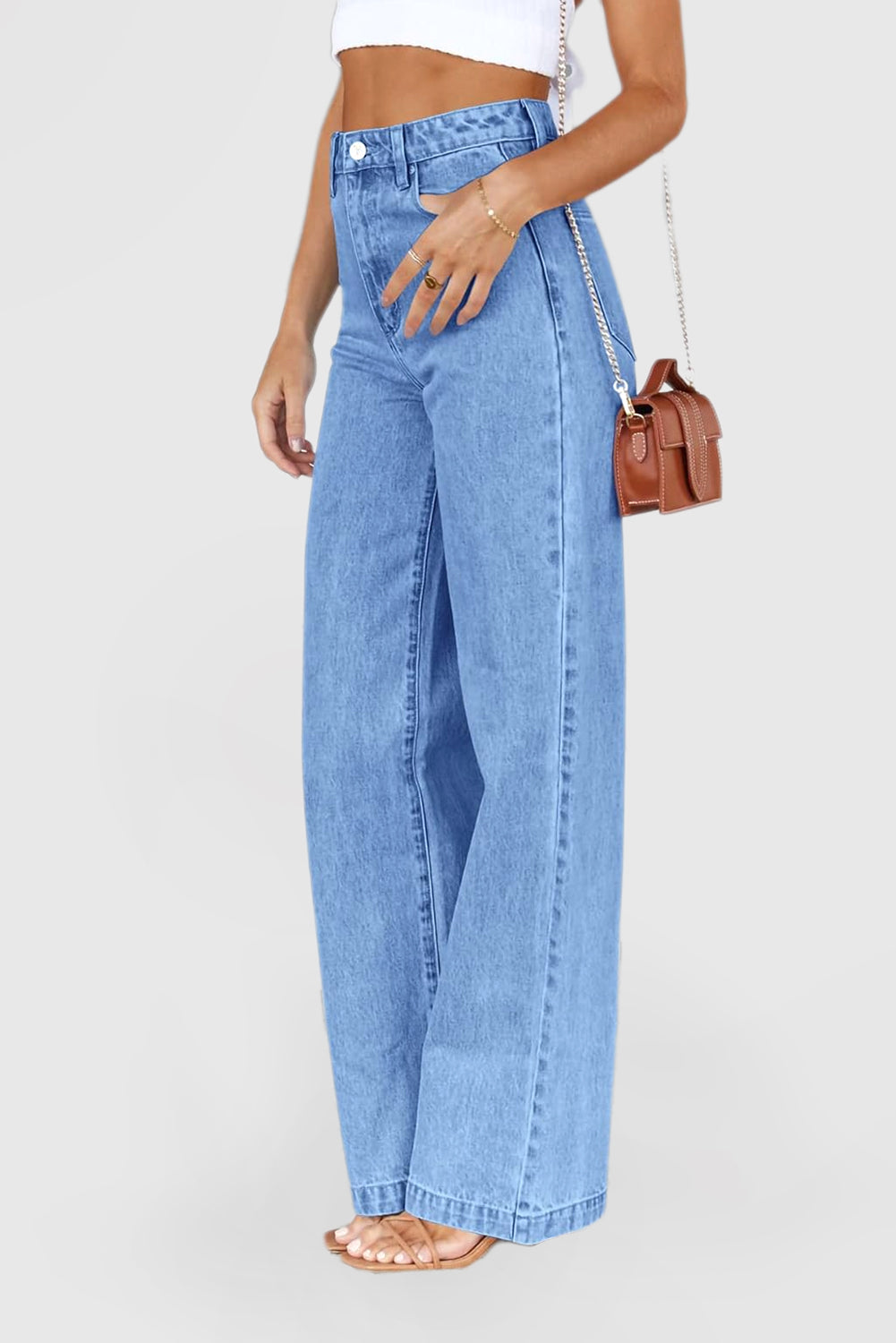 Women's High Waisted Wide Leg Jeans Straight Legs