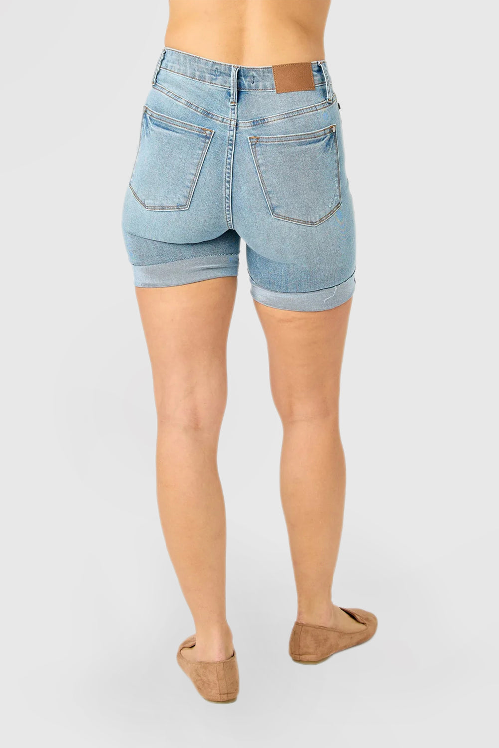 High Rise Tummy Control Cooling Denim Shorts