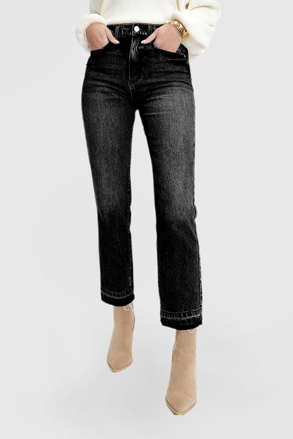 Women's High Waisted Straight Leg Wide Leg Casual Stretch Jeans