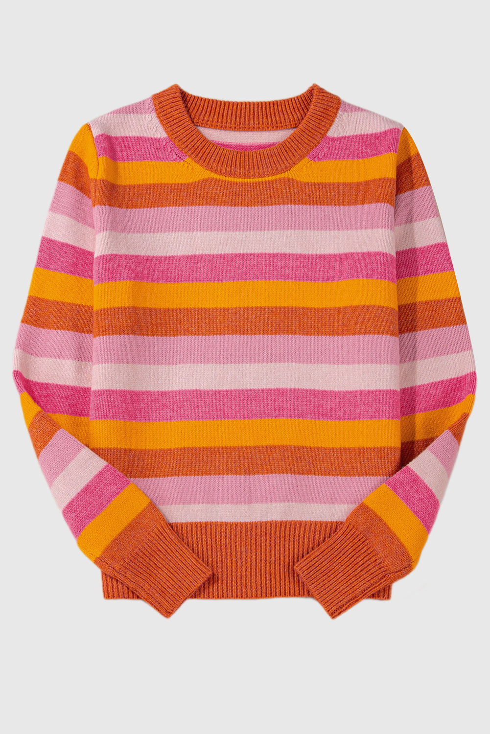 Color Block Ribbed Edge Round Neck Sweater