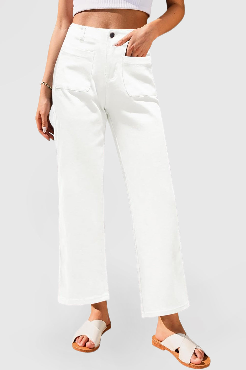 Women's High-Waisted Cropped Wide-Leg Baggy Jeans