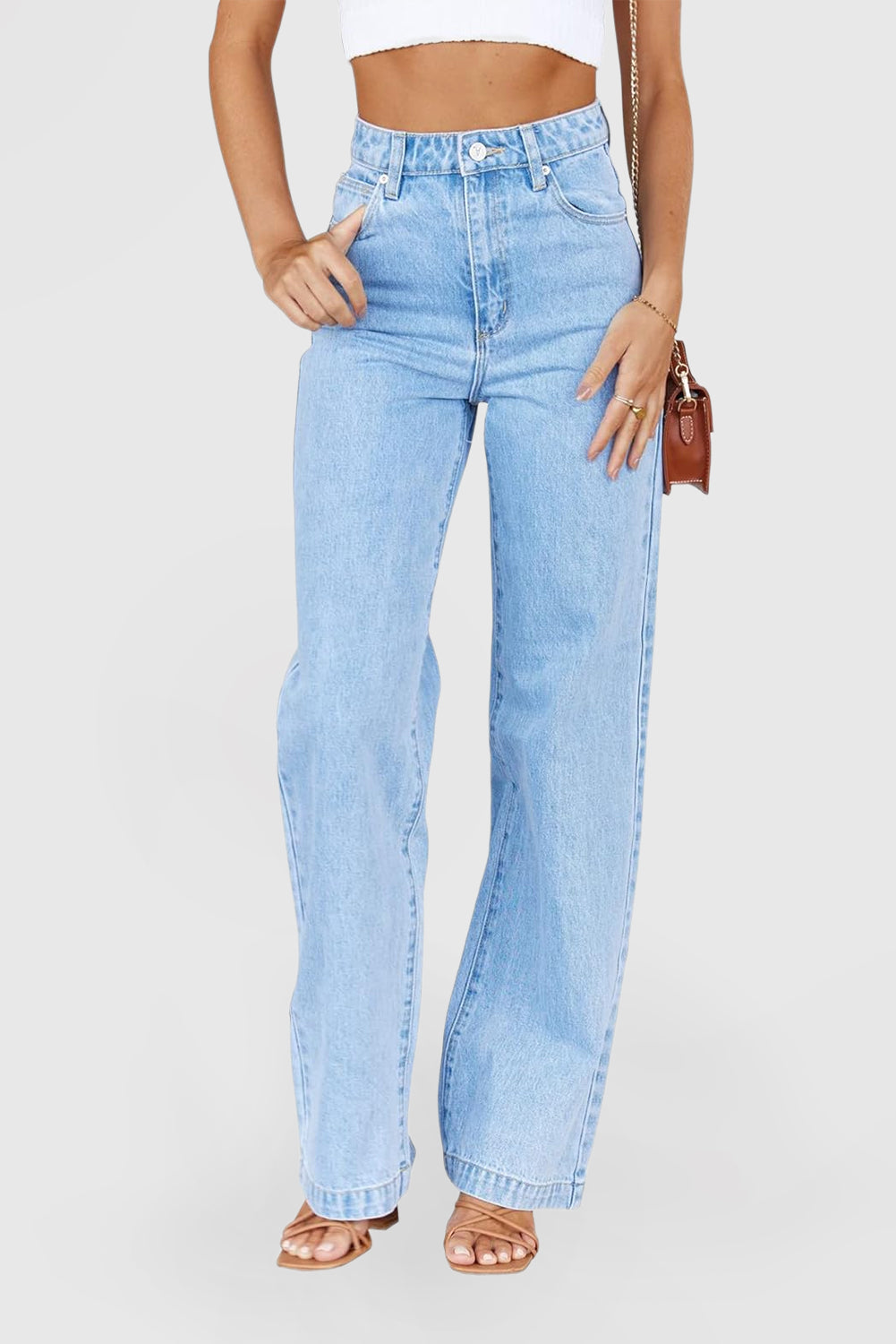 Women's High Waisted Wide Leg Jeans Straight Legs