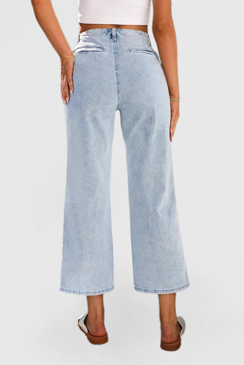 Women's High-Waisted Cropped Wide-Leg Baggy Jeans