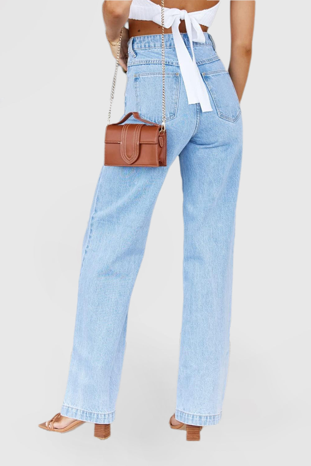 Women's High Waisted Wide Leg Jeans Straight Legs