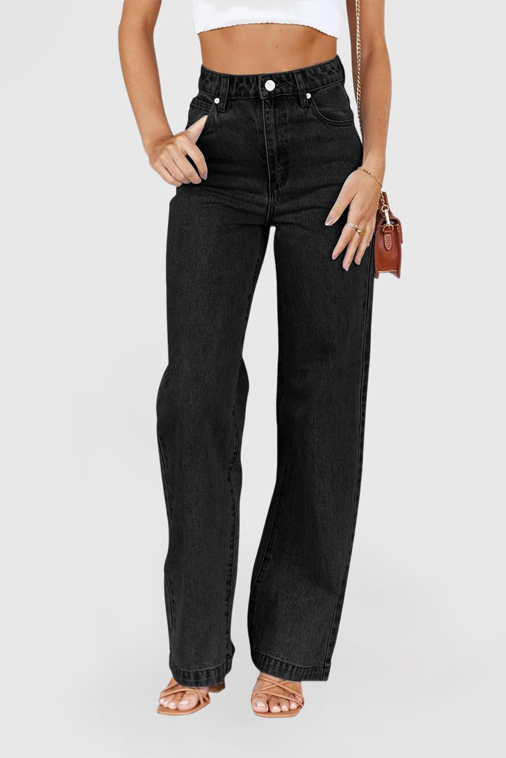 Women's High Waisted Wide Leg Jeans Straight Legs