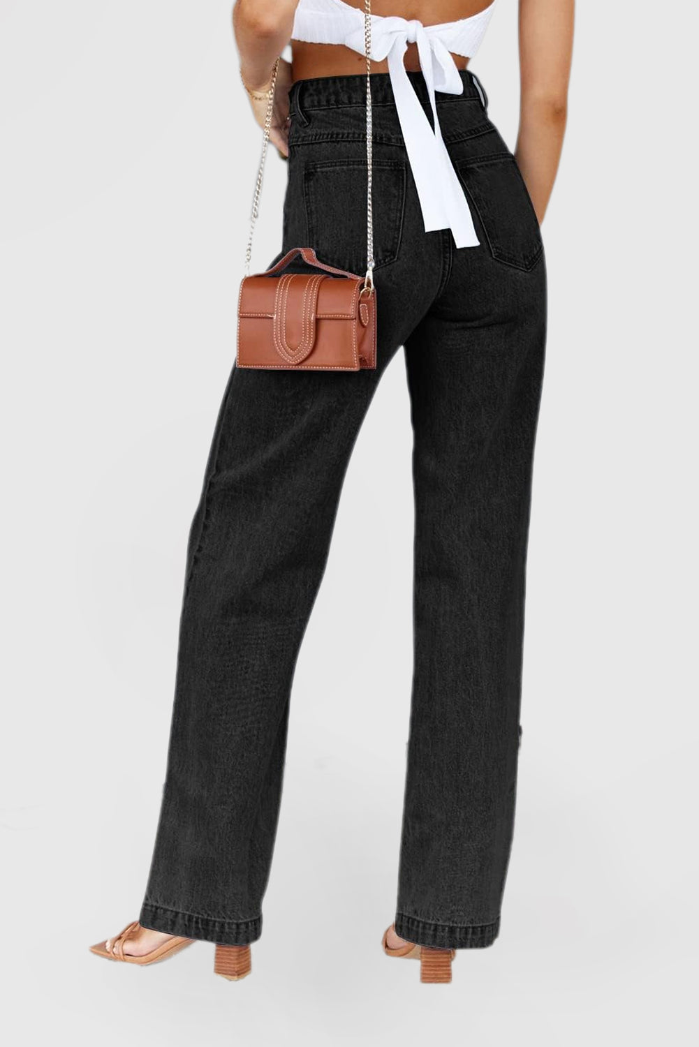 Women's High Waisted Wide Leg Jeans Straight Legs