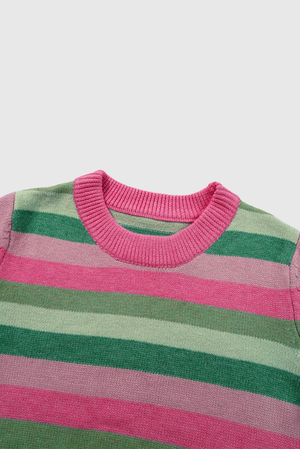 Color Block Ribbed Edge Round Neck Sweater