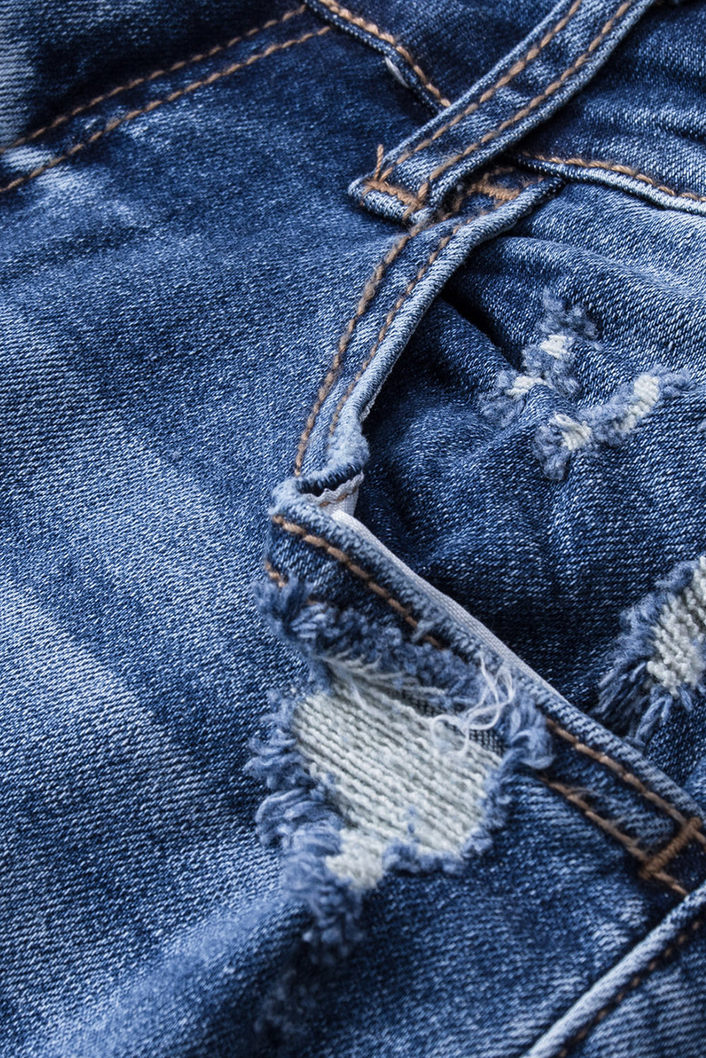 Blue Embossed Fashion Casual Women's Jeans