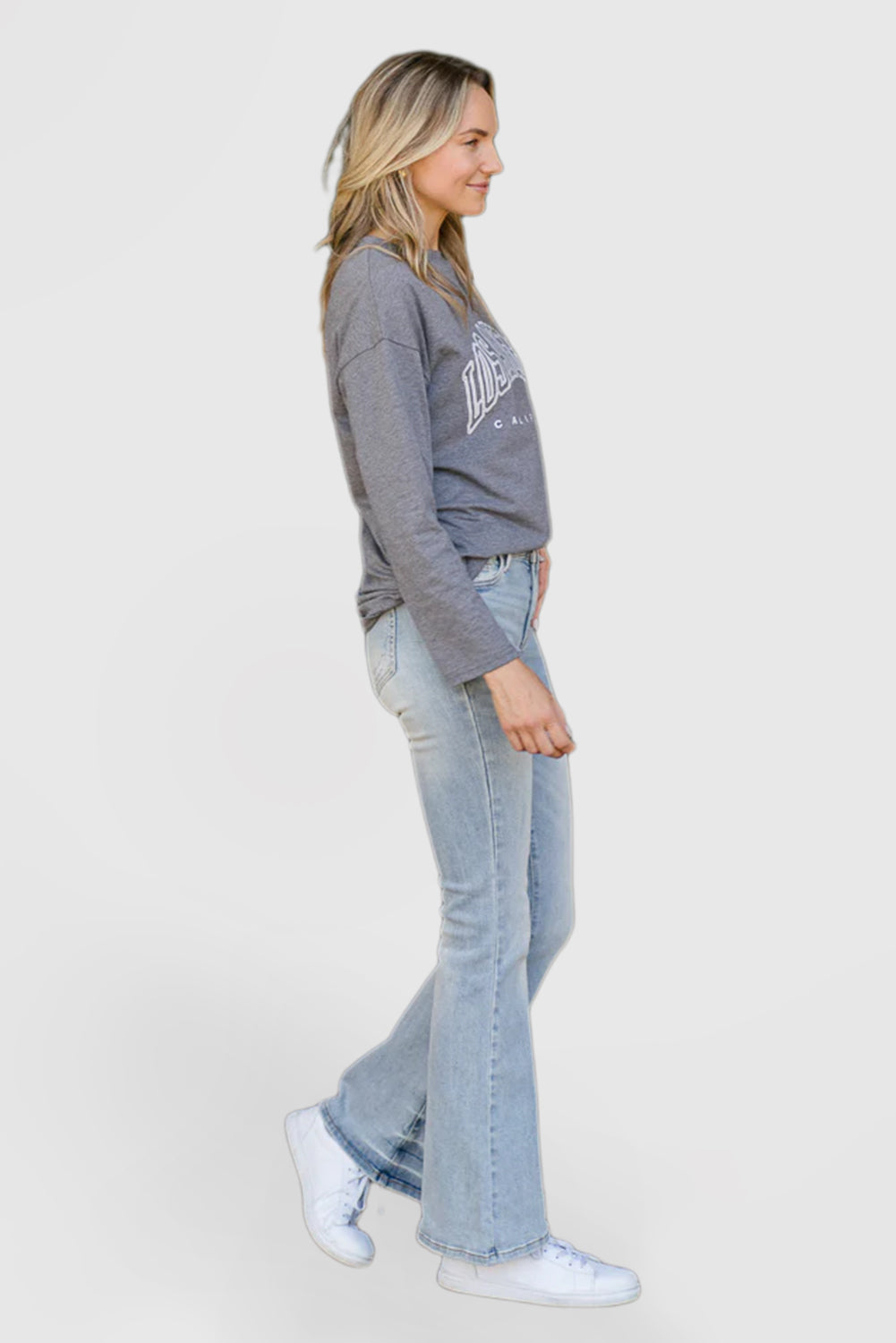 Mid-Rise Flare Jeans with Tinted Pin-Tack Detail