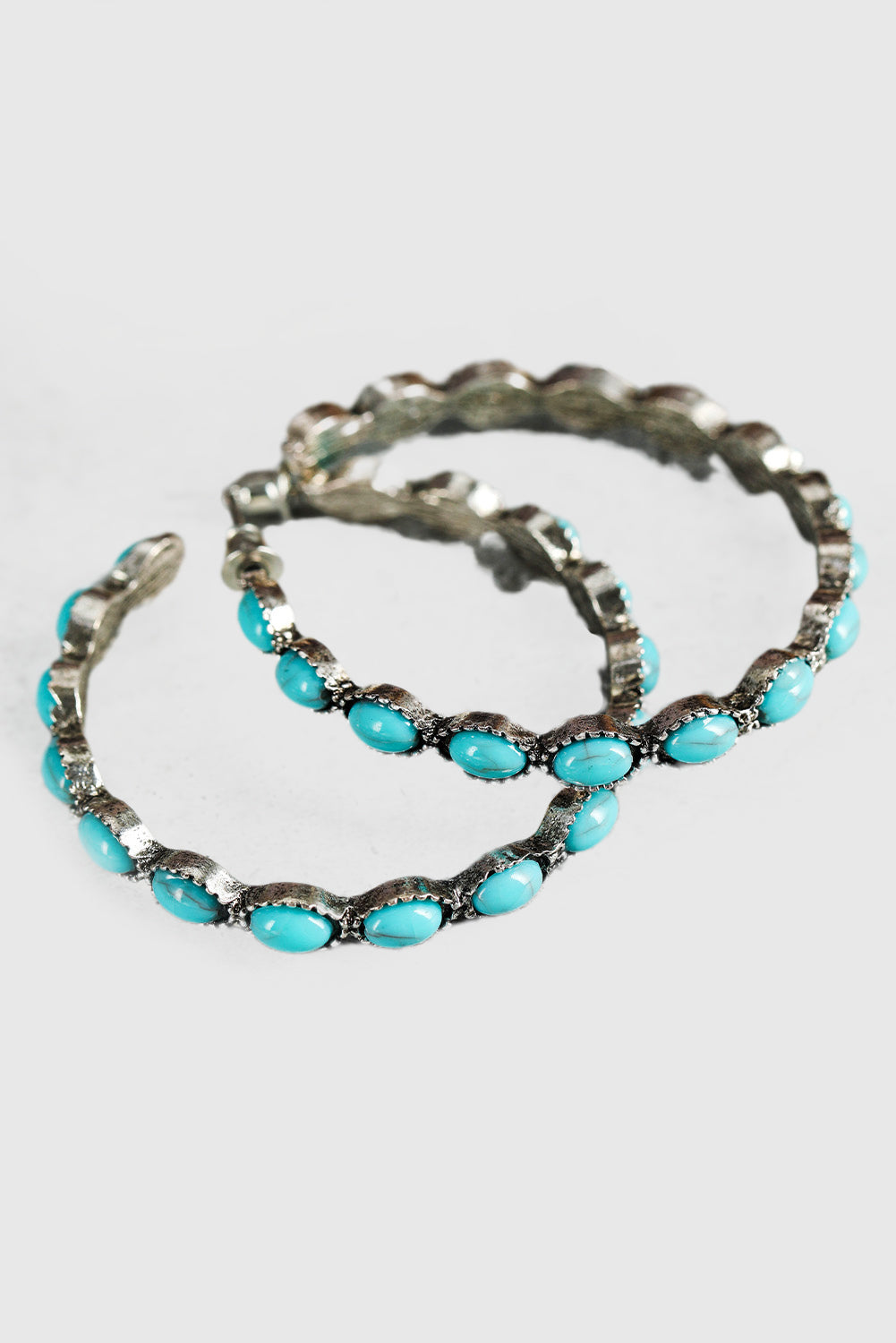 Sky Blue Gem Inlay Retro C-shape Earrings