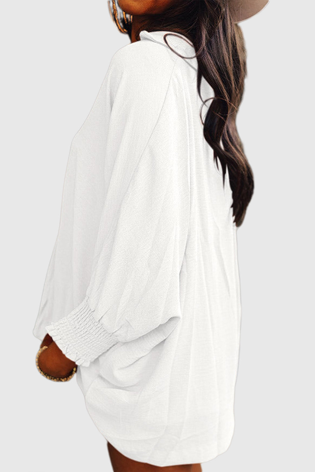 Solid Color V-Neck Pullover Loose Half Sleeve Pullover