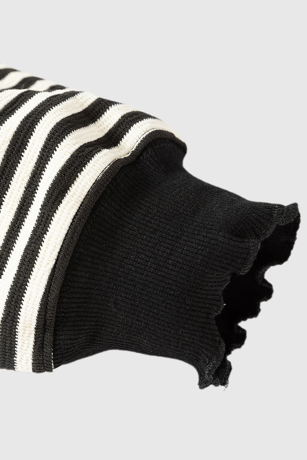 Black Stripe Loose Drop Shoulder Long Sleeve Top