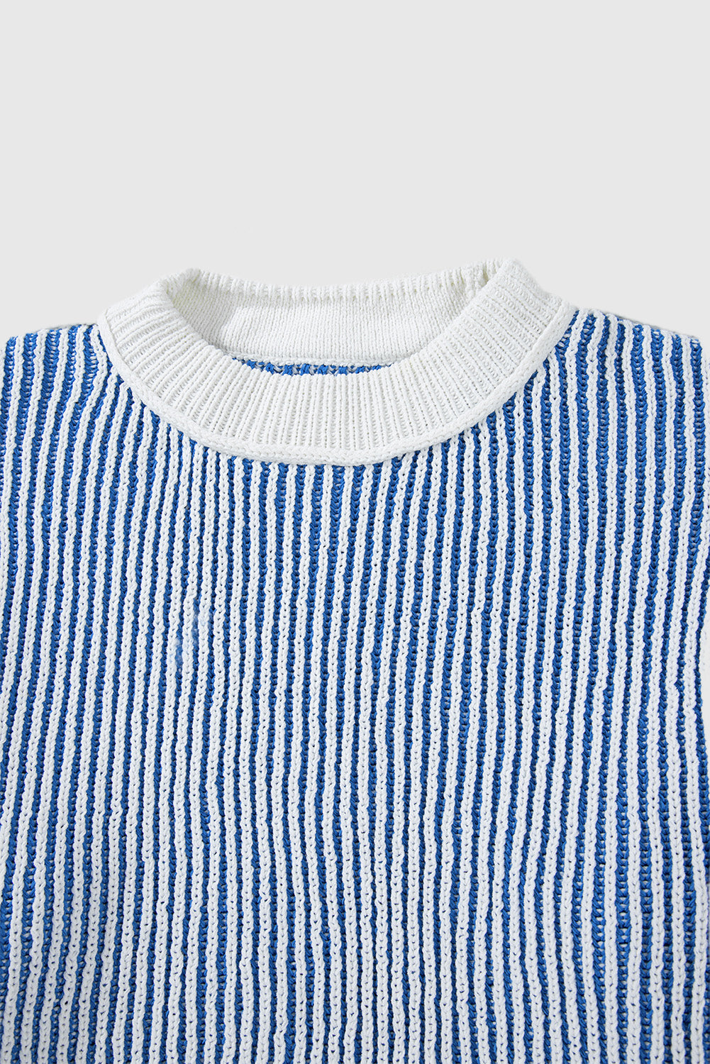 Striped Textured Knit Contrast Edge Loose Sweater