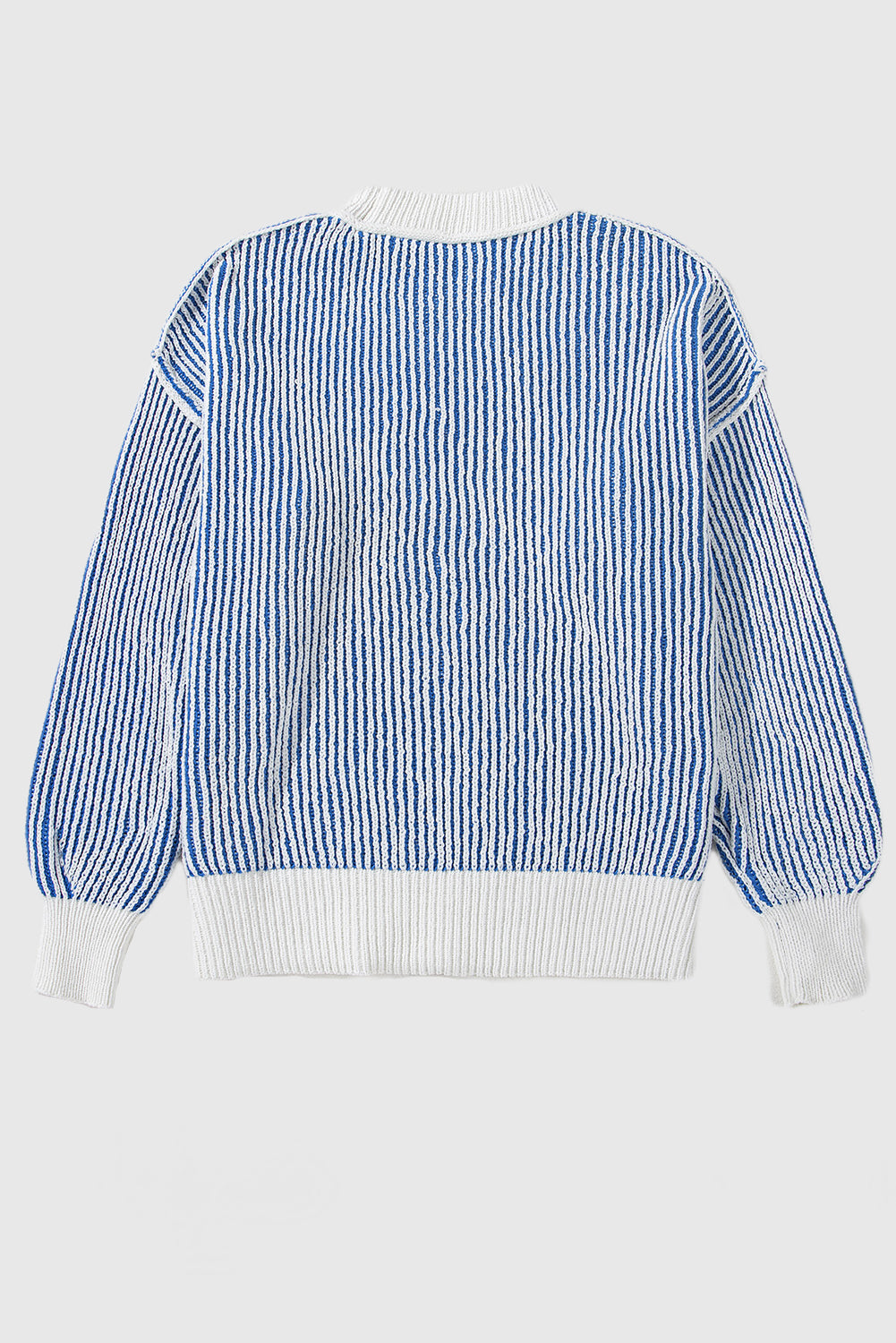 Striped Textured Knit Contrast Edge Loose Sweater