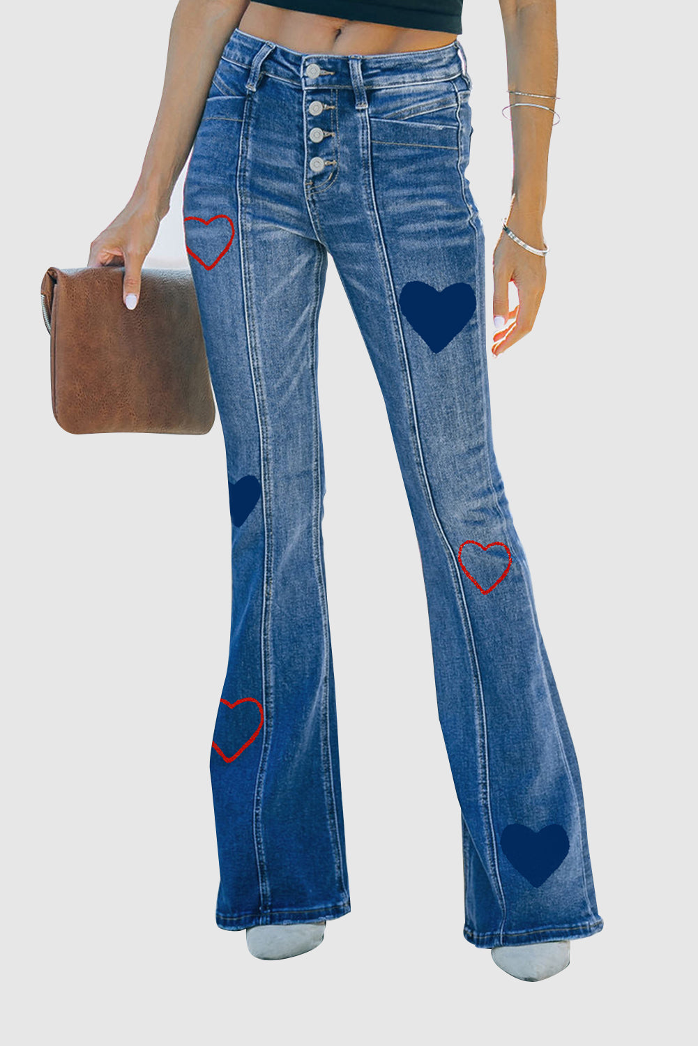 Women's High Waist Mid Waist Stretch Flare Jeans