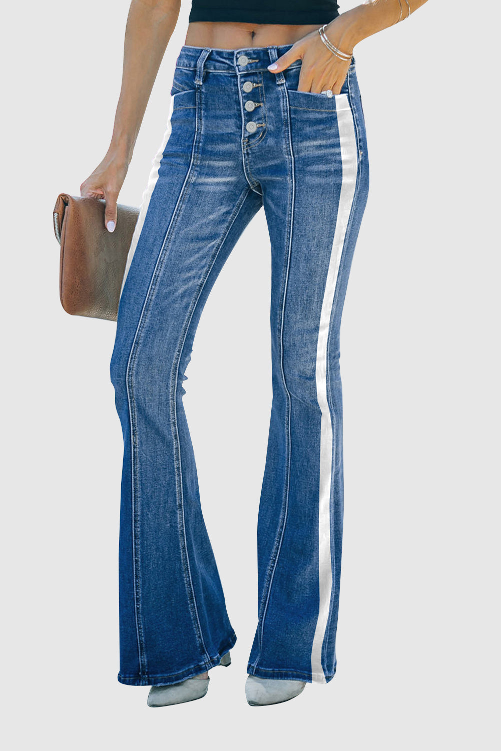 Women's High Waist Mid Waist Stretch Flare Jeans