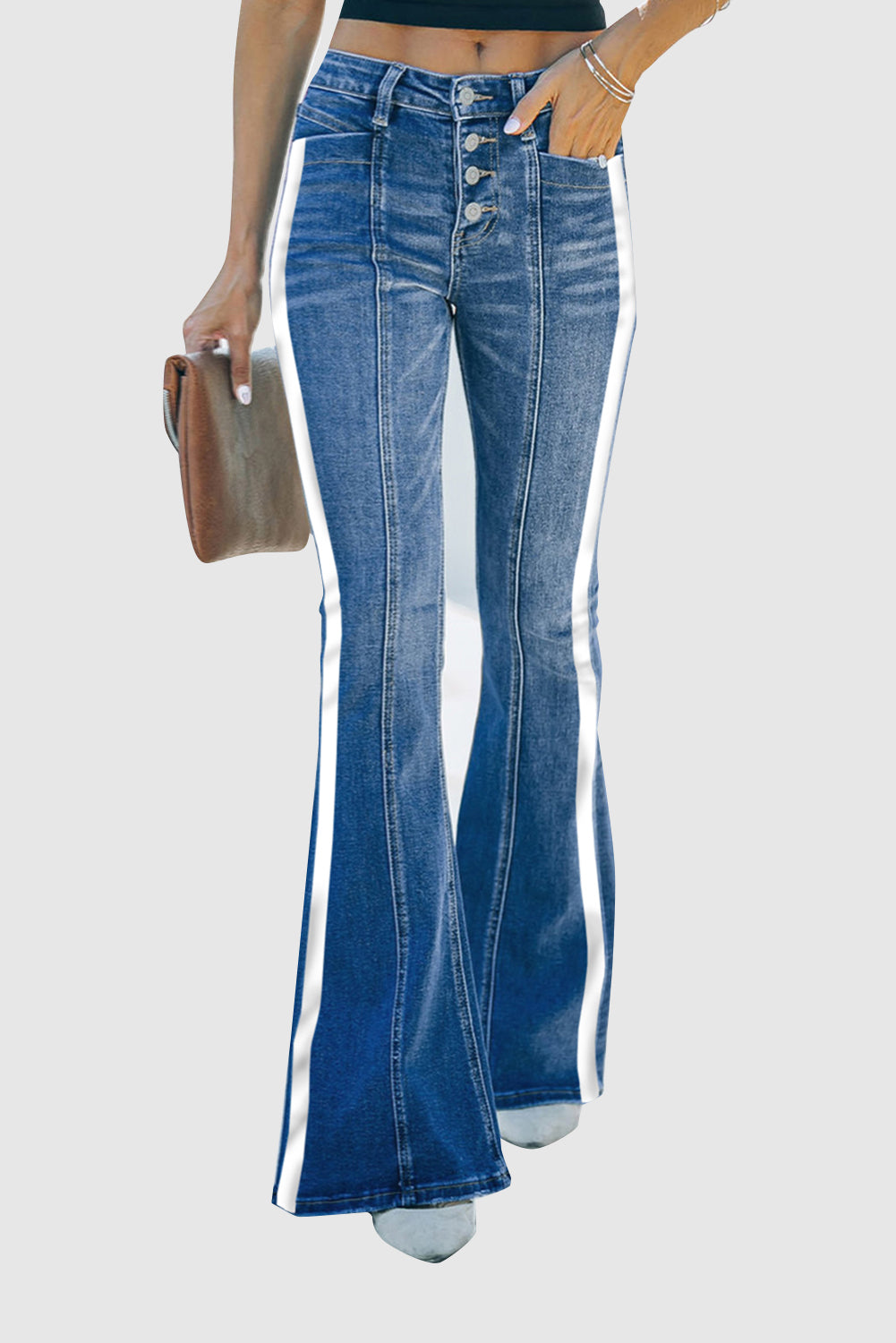 Women's High Waist Mid Waist Stretch Flare Jeans