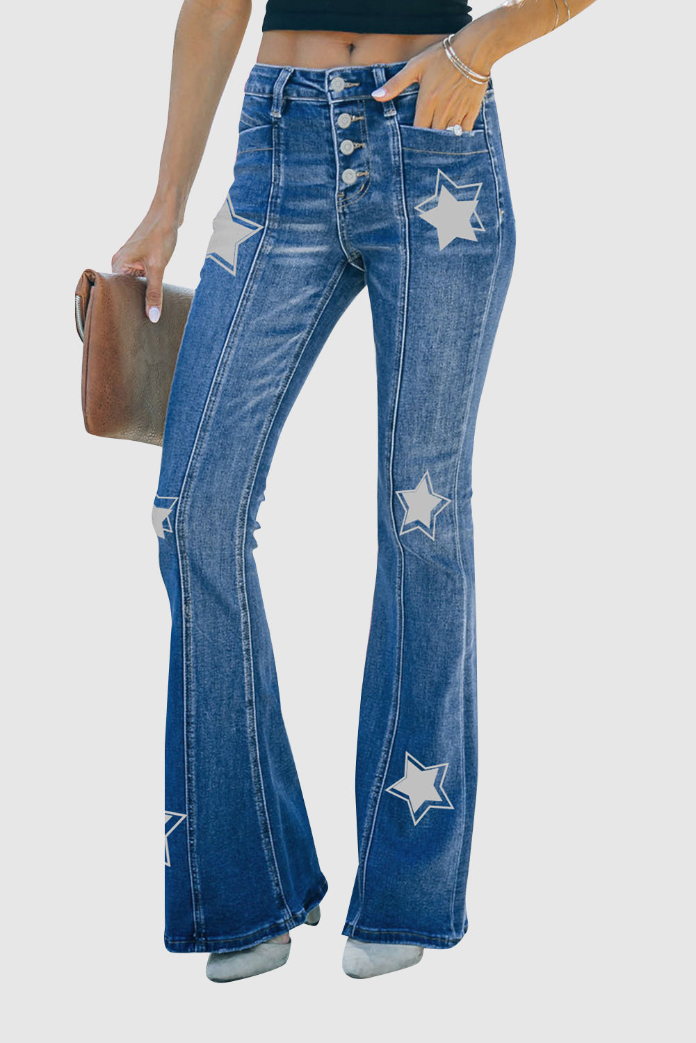 Women's High Waist Mid Waist Stretch Flare Jeans