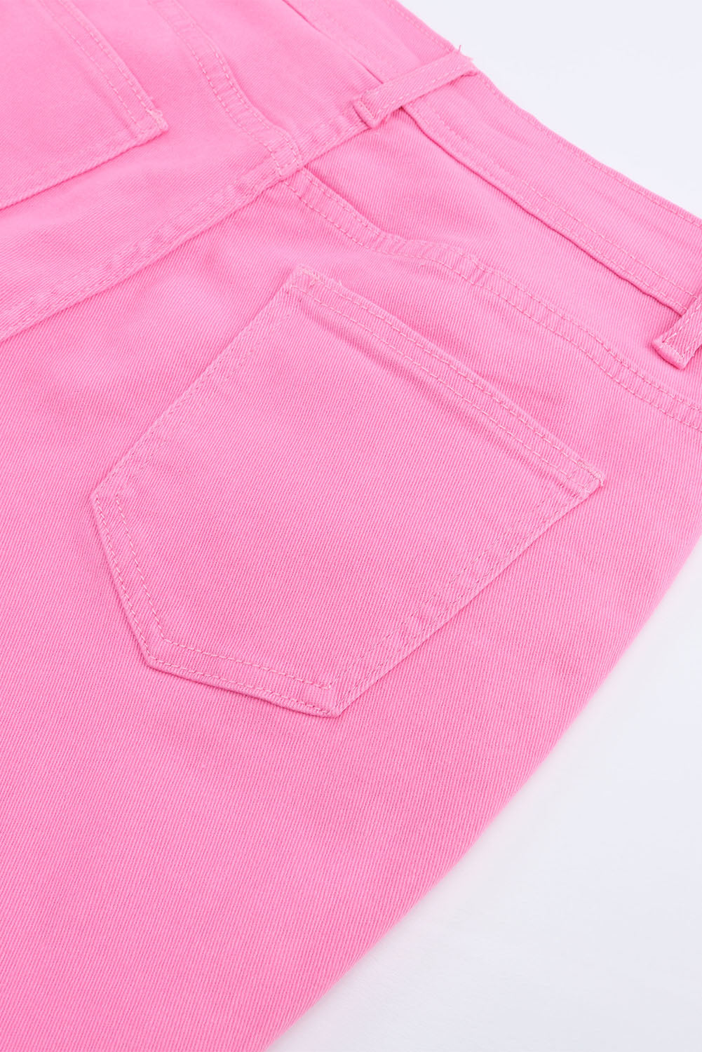 Pink Vintage-Inspired High-Waisted Flared Jeans with Ripped Raw Hem
