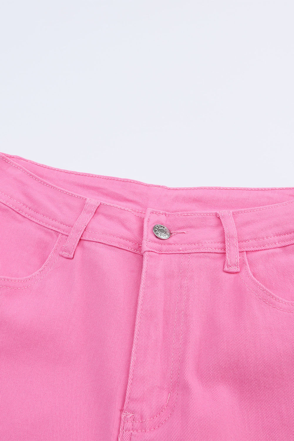 Pink Vintage-Inspired High-Waisted Flared Jeans with Ripped Raw Hem