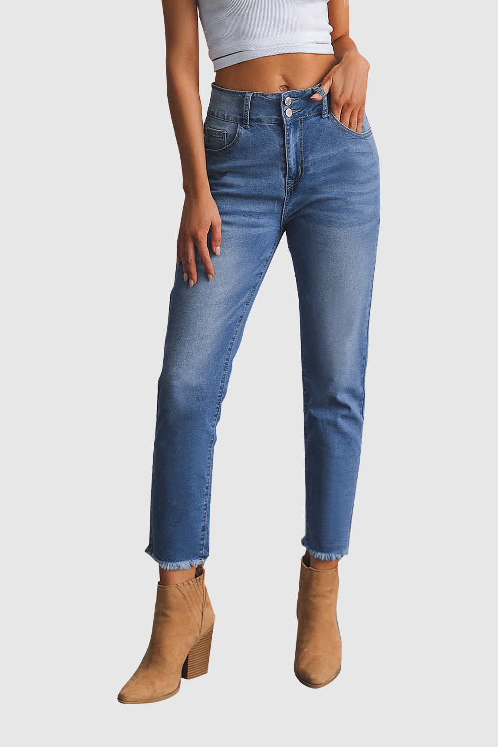 Women's High Waisted Jeans Wide Waisted Denim Nine Minute Pants