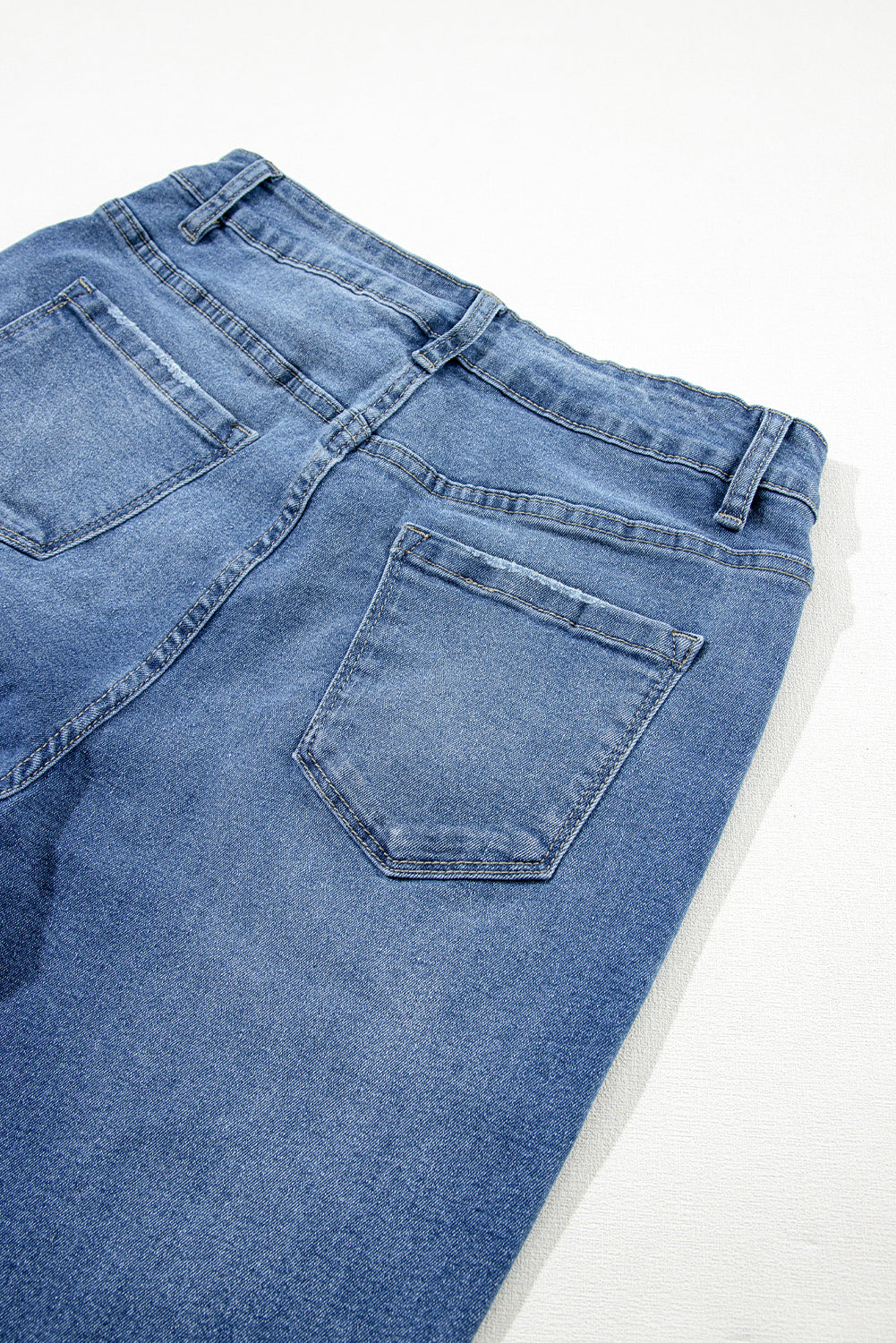 Light Blue Ripped Ankle Skinny Jeans with Frayed Edges