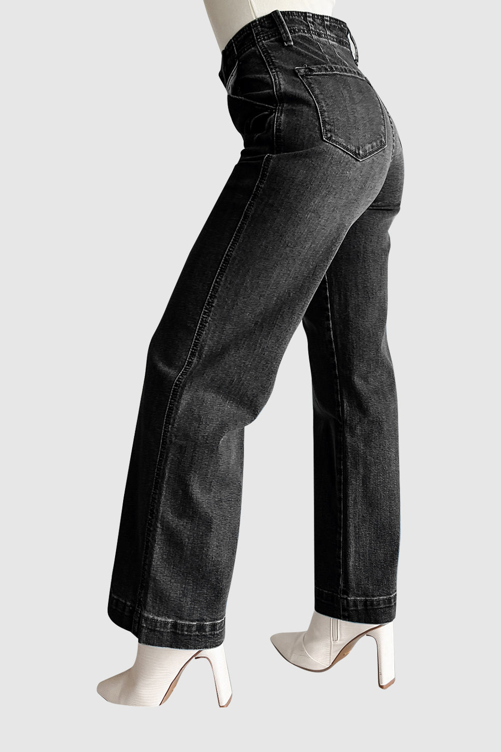 Casual High Waist Jeans Pure Color Straight Jeans