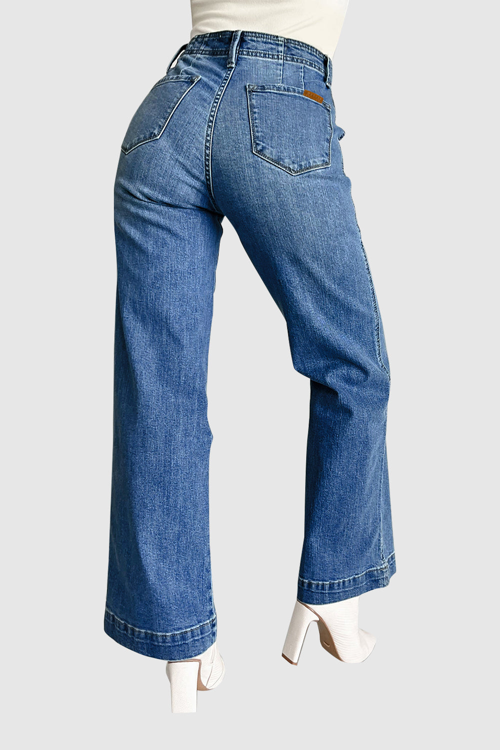 Casual High Waist Jeans Pure Color Straight Jeans