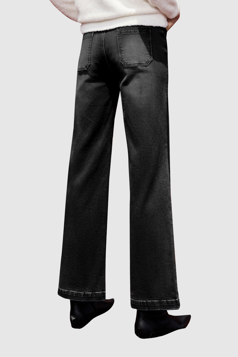 Women's High Waist Flare Jeans Solid Color Straight Jeans