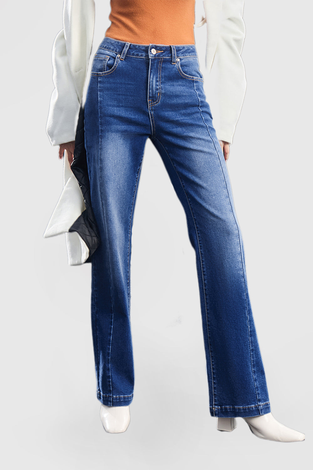 Women's High-Waist Bootcut Flare Solid Jeans