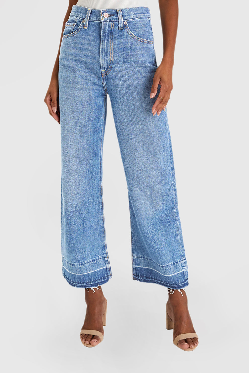 Solid Color Mid-Rise Straight Leg Casual Jeans