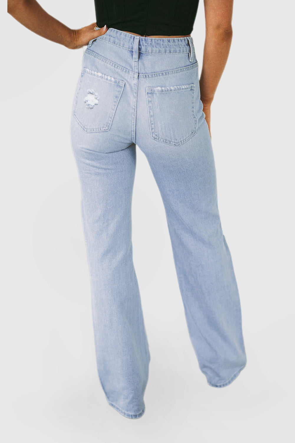 Beau Blue Vintage Faded Distressed Flare Jeans