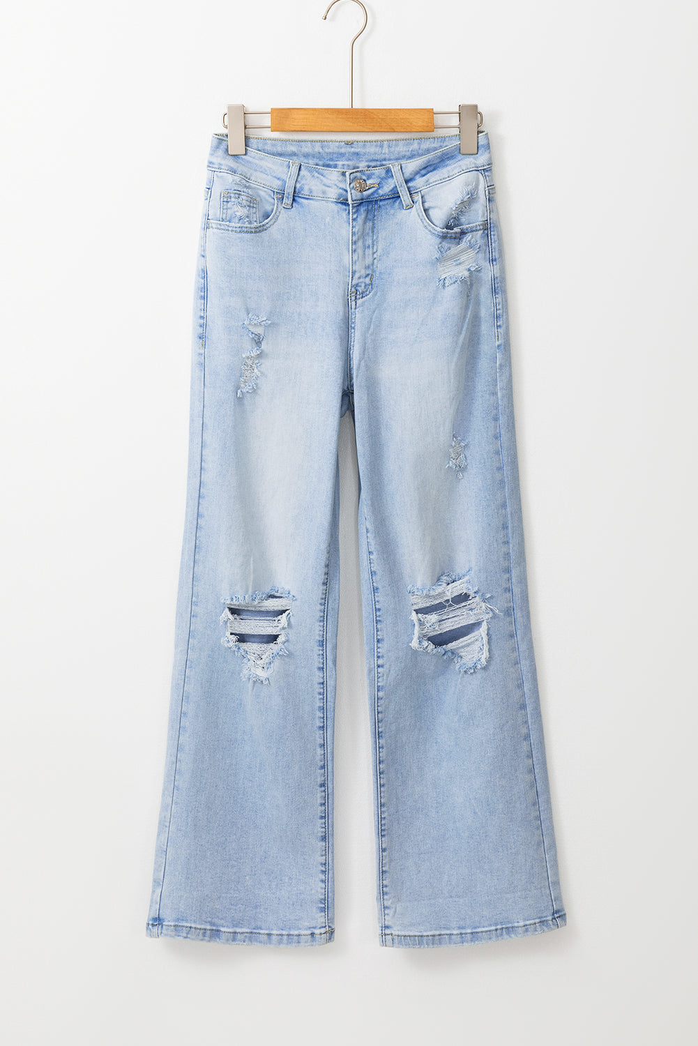Beau Blue Vintage Faded Distressed Flare Jeans