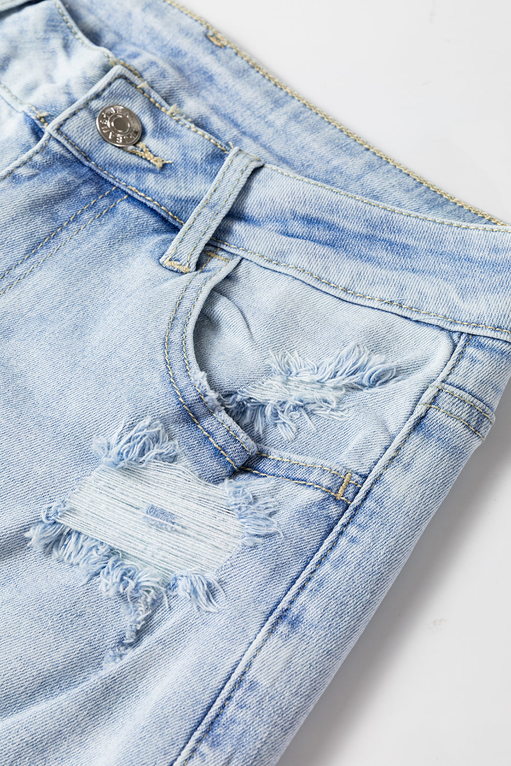 Beau Blue Vintage Faded Distressed Flare Jeans